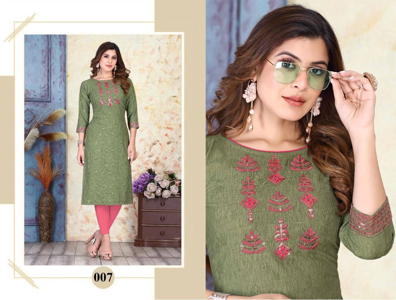 New Vaidehi 1 Rayon New Fancy Wear Straight Cut Designer Kurti Collection